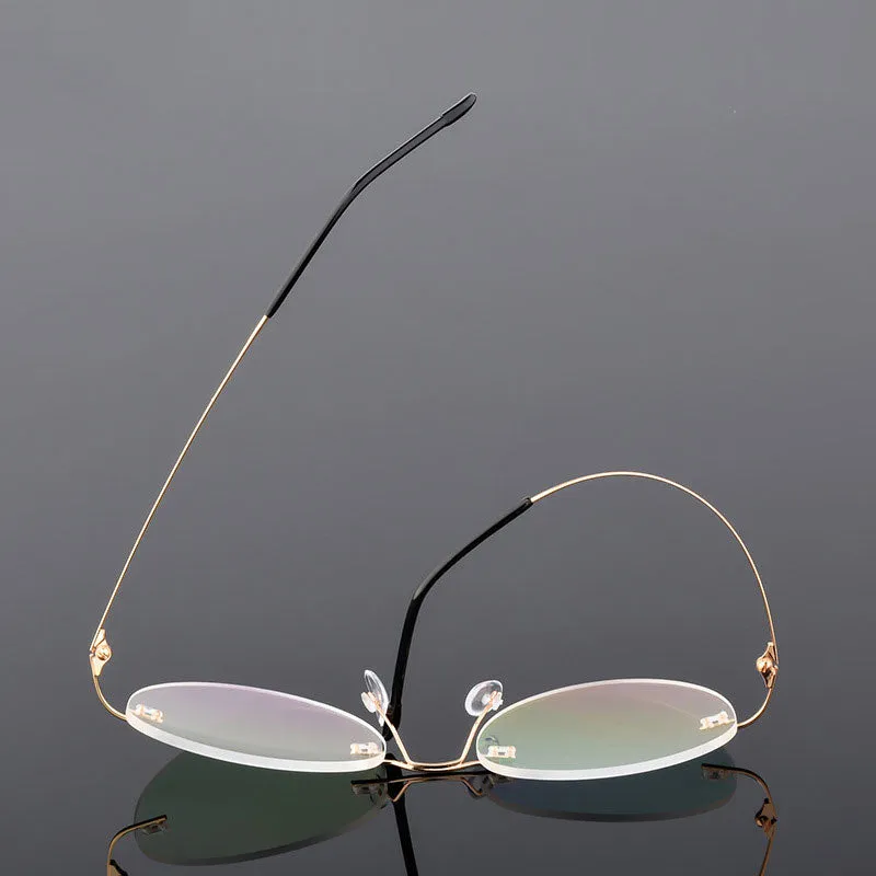 Handoer Unisex Rimless Customized Shaped Lenses 862 Alloy Eyeglasses