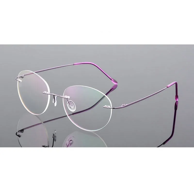 Handoer Unisex Rimless Customized Shaped Lenses 862 Alloy Eyeglasses