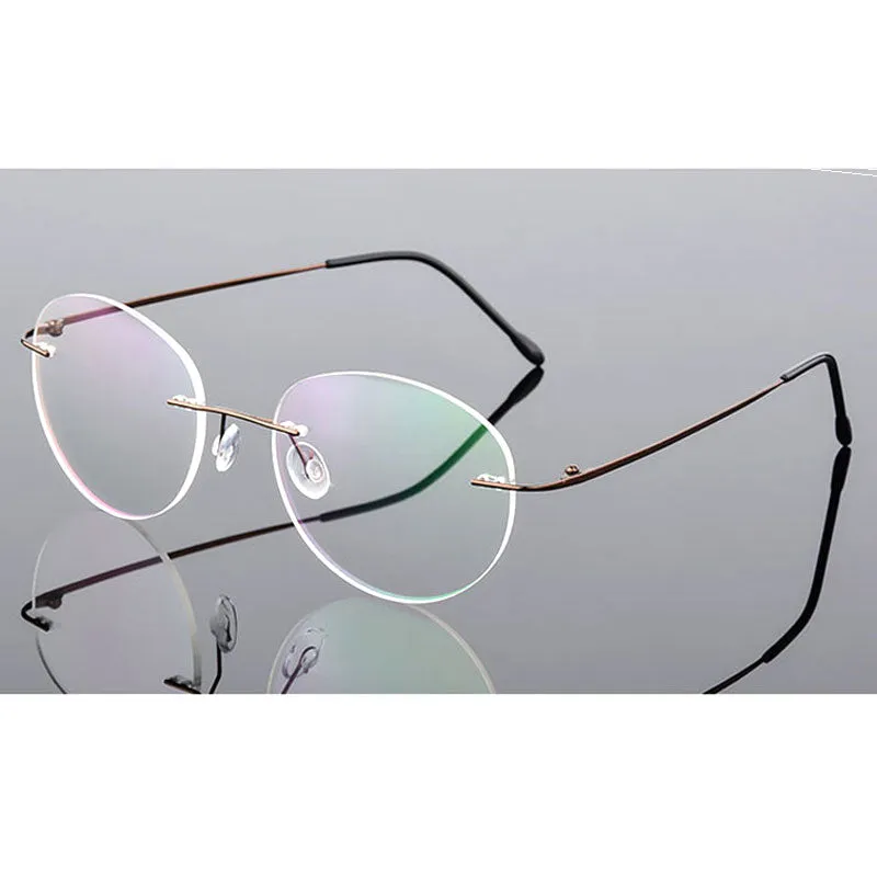 Handoer Unisex Rimless Customized Shaped Lenses 862 Alloy Eyeglasses