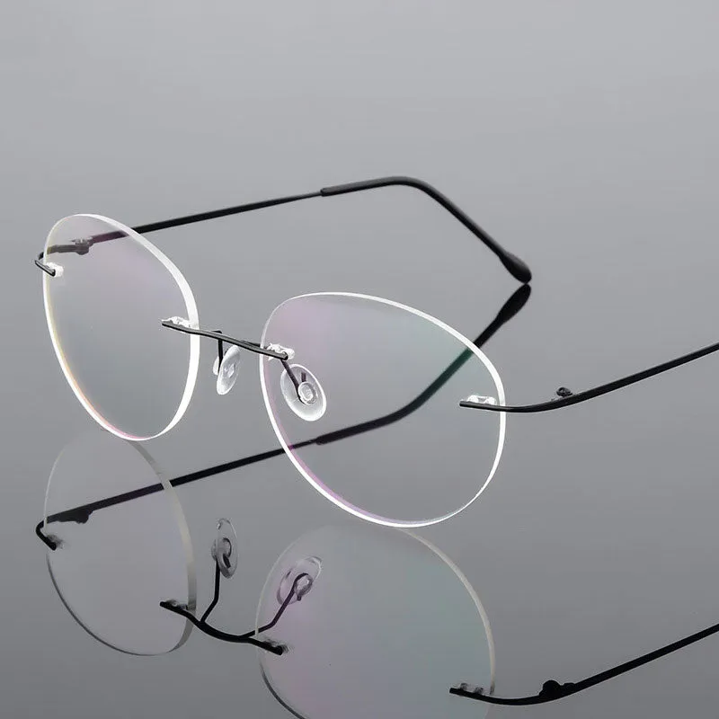 Handoer Unisex Rimless Customized Shaped Lenses 862 Alloy Eyeglasses