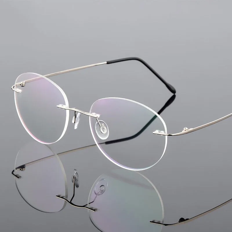 Handoer Unisex Rimless Customized Shaped Lenses 862 Alloy Eyeglasses