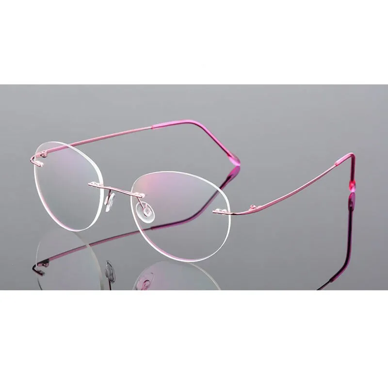 Handoer Unisex Rimless Customized Shaped Lenses 862 Alloy Eyeglasses
