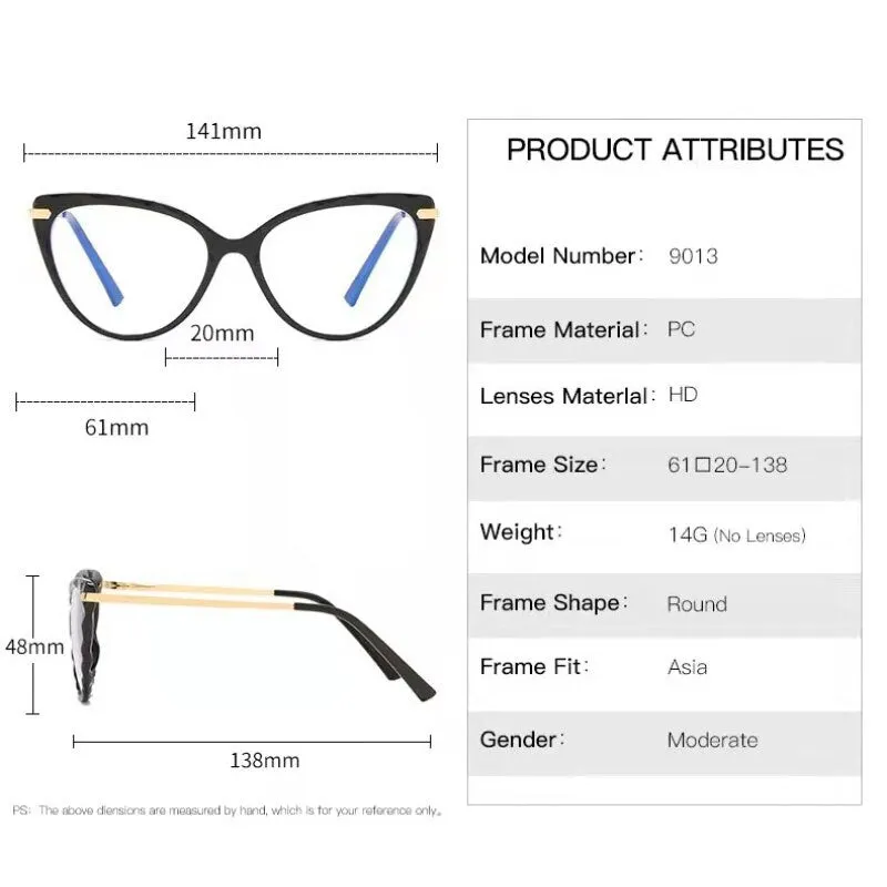 Handoer Women's Full Rim Cat Eye Tr 90 Alloy Eyeglasses 9013