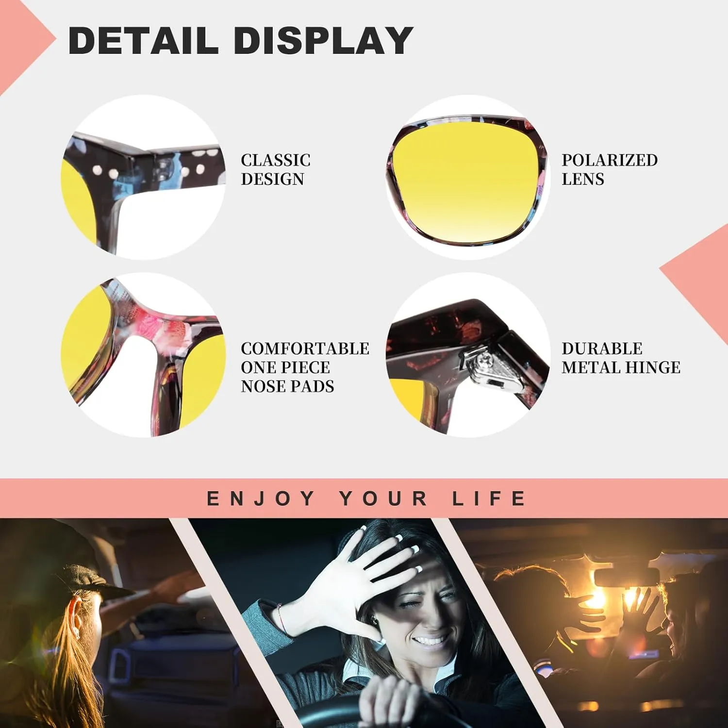 HAOLOTA Night Vision Driving Glasses Polarized HD Yellow Tinted Anti Glare Sunglasses for Men and Women