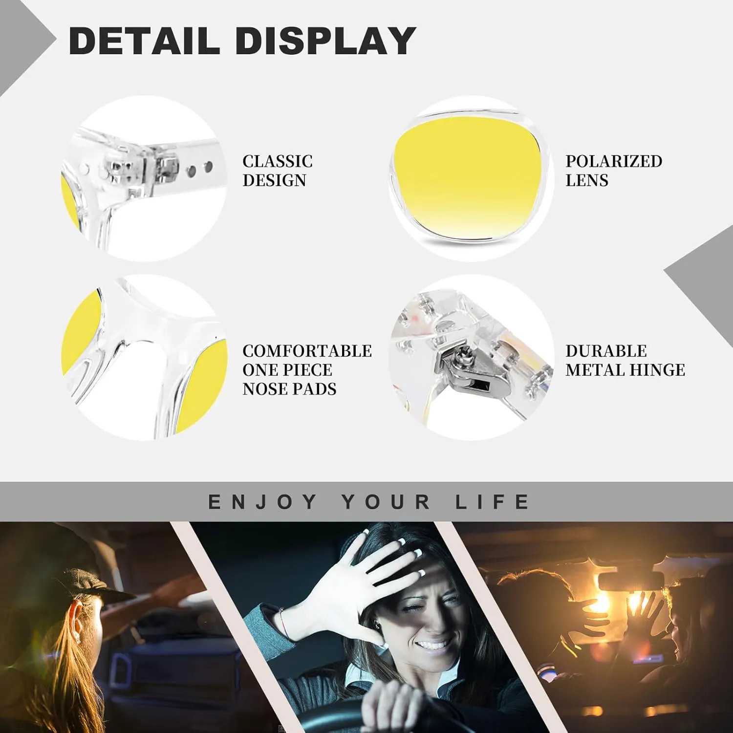 HAOLOTA Night Vision Driving Glasses Polarized HD Yellow Tinted Anti Glare Sunglasses for Men and Women