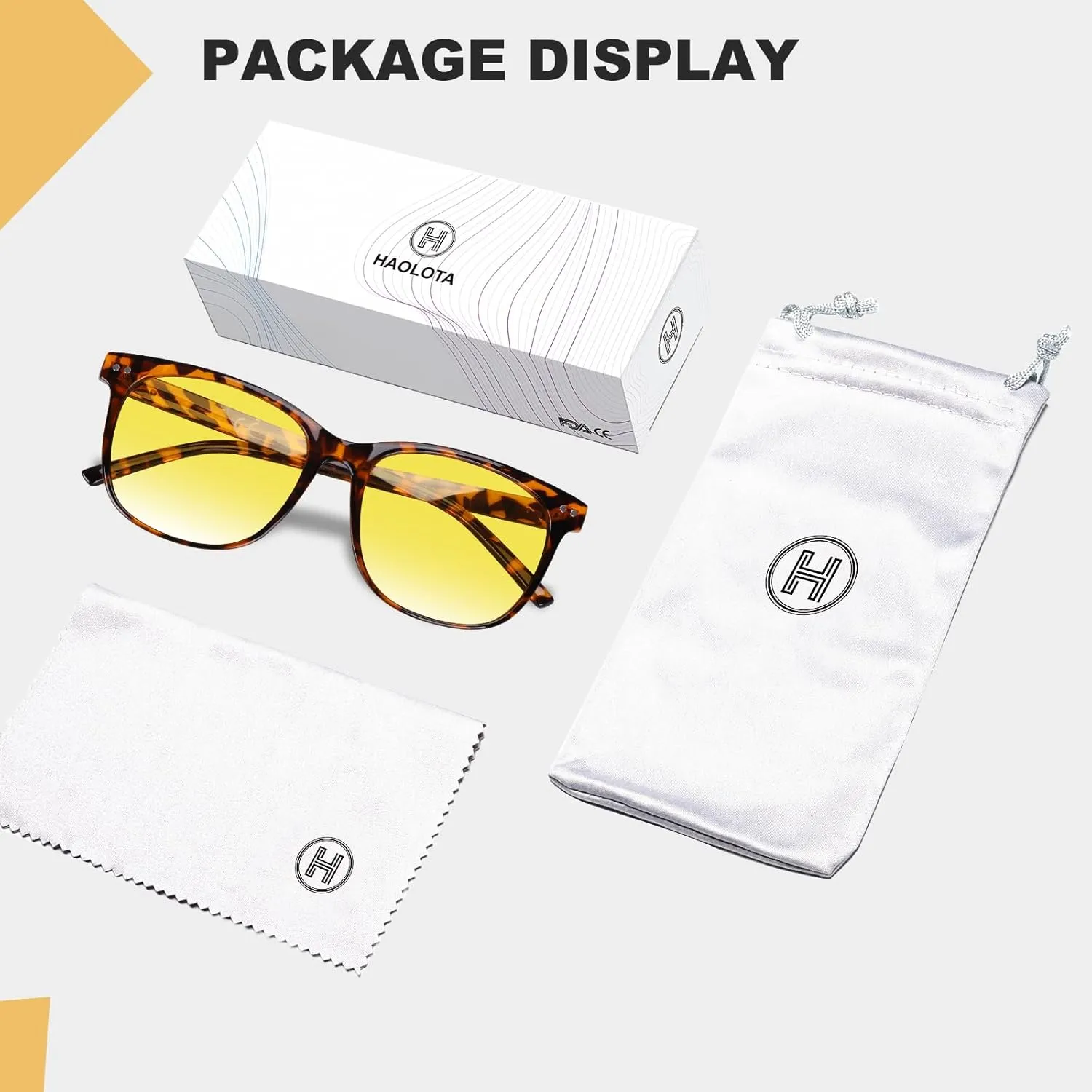 HAOLOTA Night Vision Driving Glasses Polarized HD Yellow Tinted Anti Glare Sunglasses for Men and Women