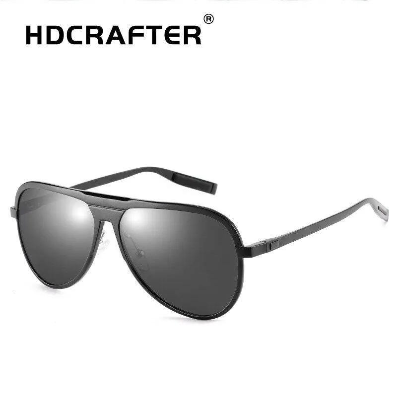 Hdcrafter Men's Full Rim Aluminum Magnesium Round Frame Polarized Sunglasses G9828