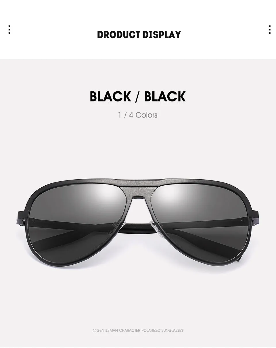 Hdcrafter Men's Full Rim Aluminum Magnesium Round Frame Polarized Sunglasses G9828