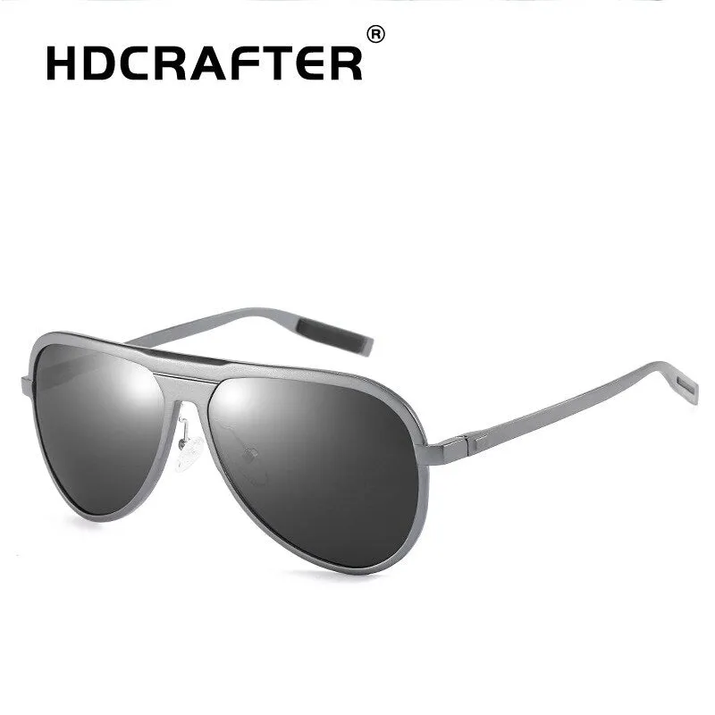 Hdcrafter Men's Full Rim Aluminum Magnesium Round Frame Polarized Sunglasses G9828