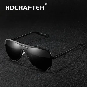 Hdcrafter Men's Full Rim Aluminum Magnesium Round Frame Polarized Sunglasses G9828