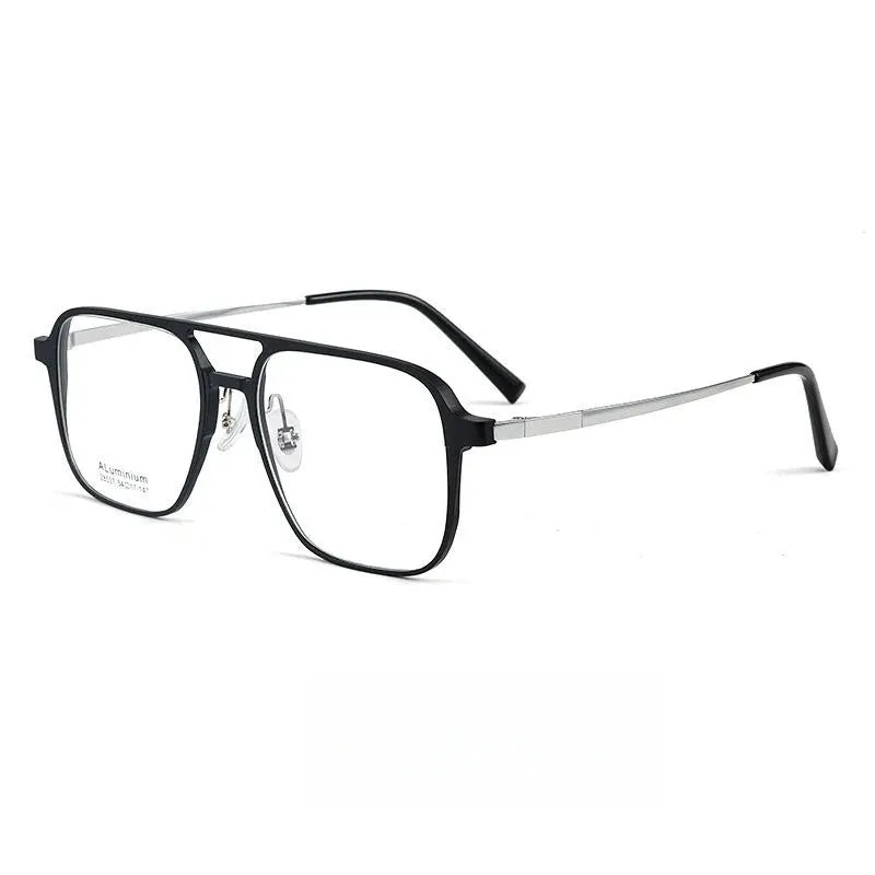 Hdcrafter Men's Full Rim Large Square Double Bridge Titanium Eyeglasses 28537