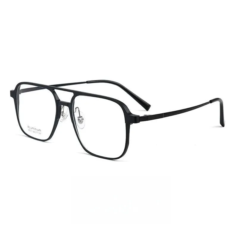 Hdcrafter Men's Full Rim Large Square Double Bridge Titanium Eyeglasses 28537