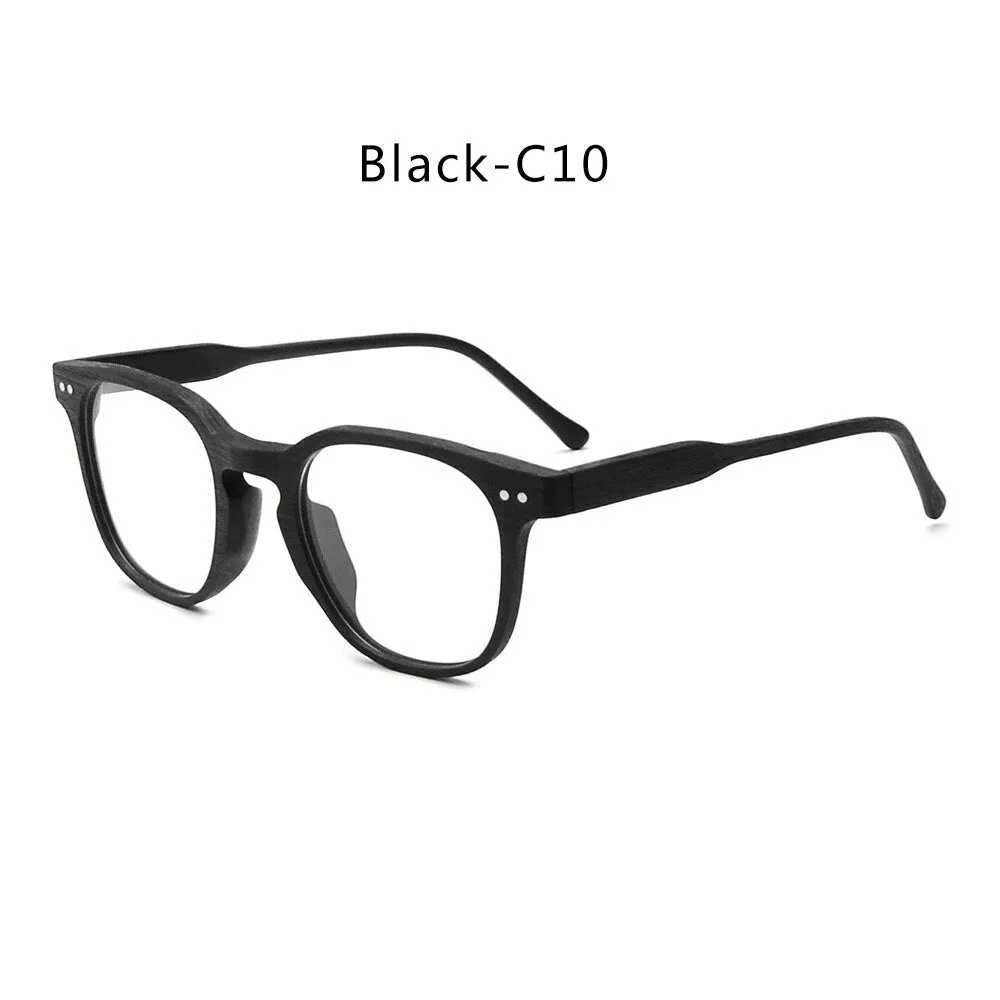 Hdcrafter Men's Full Rim Square Bamboo Wood Eyeglasses M9205