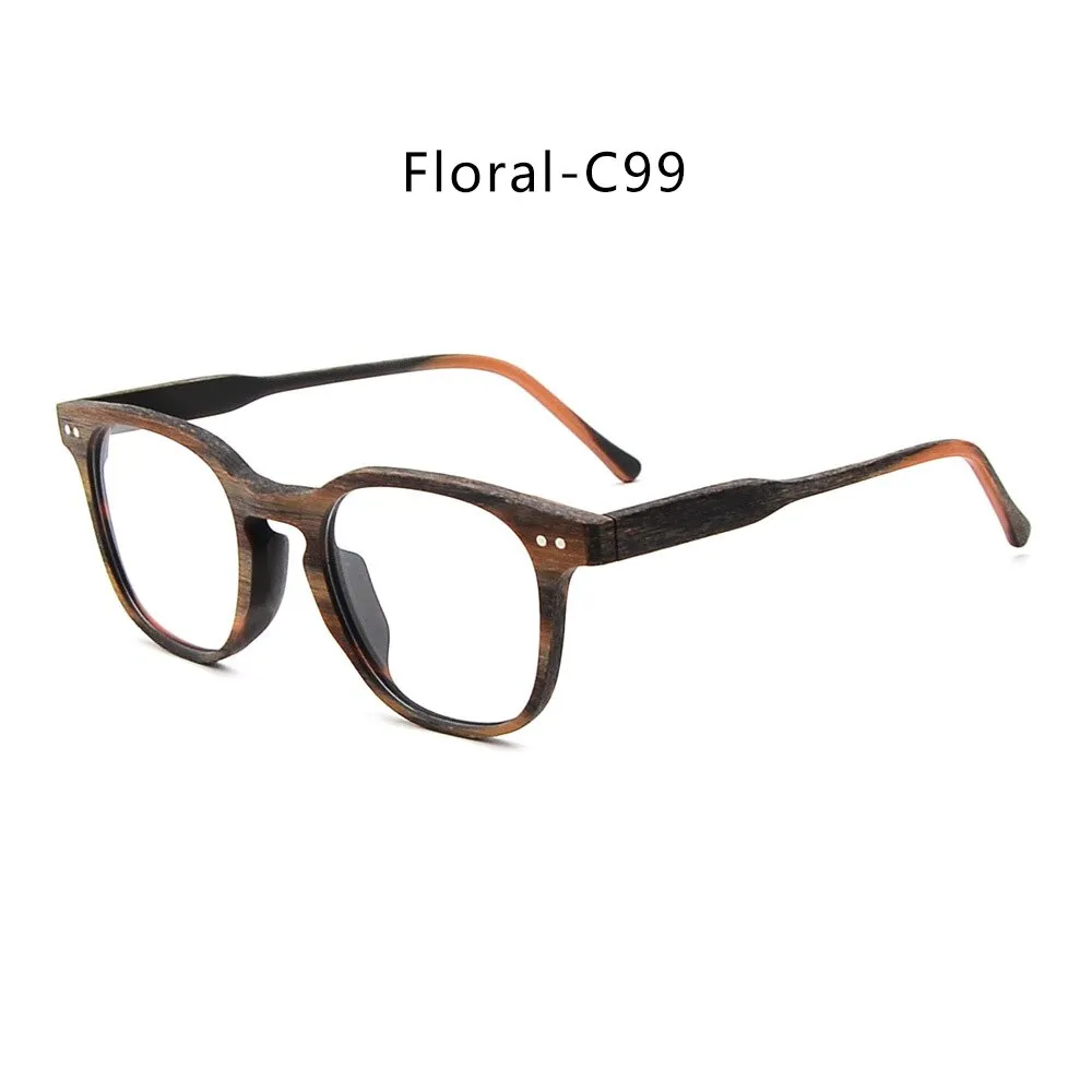 Hdcrafter Men's Full Rim Square Bamboo Wood Eyeglasses M9205