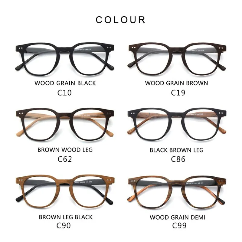 Hdcrafter Men's Full Rim Square Bamboo Wood Eyeglasses M9205