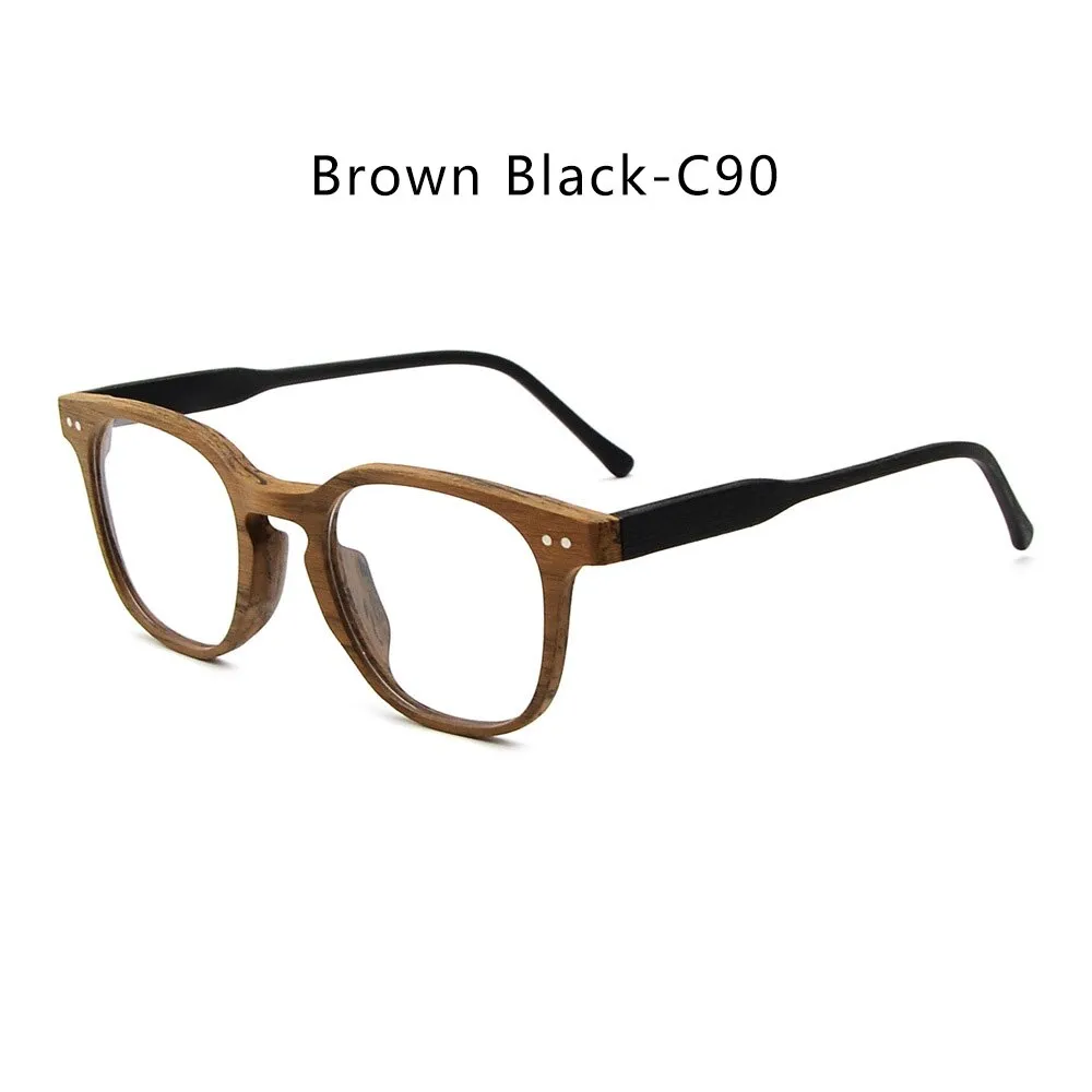 Hdcrafter Men's Full Rim Square Bamboo Wood Eyeglasses M9205