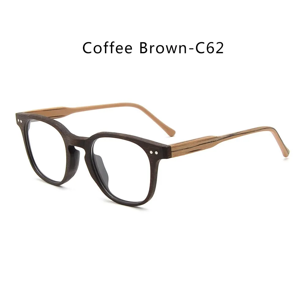 Hdcrafter Men's Full Rim Square Bamboo Wood Eyeglasses M9205