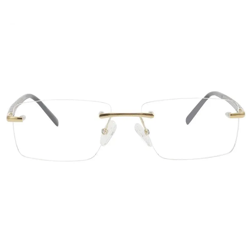 Hdcrafter Men's Rimless Square Titanium Eyeglasses 16068