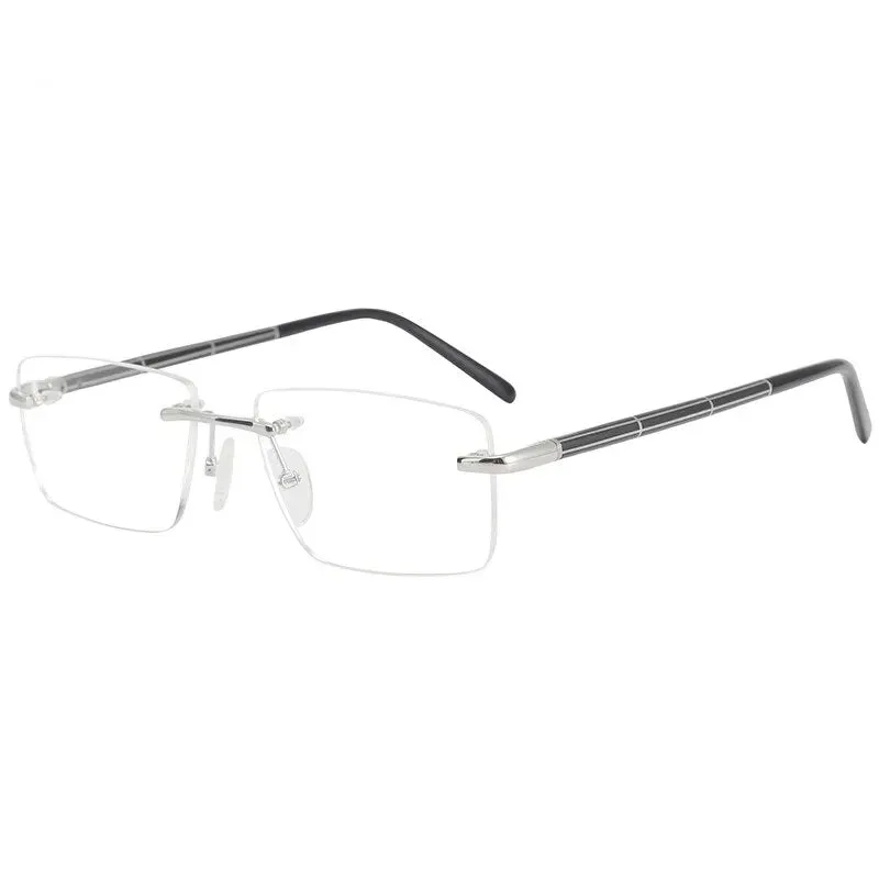 Hdcrafter Men's Rimless Square Titanium Eyeglasses 16068
