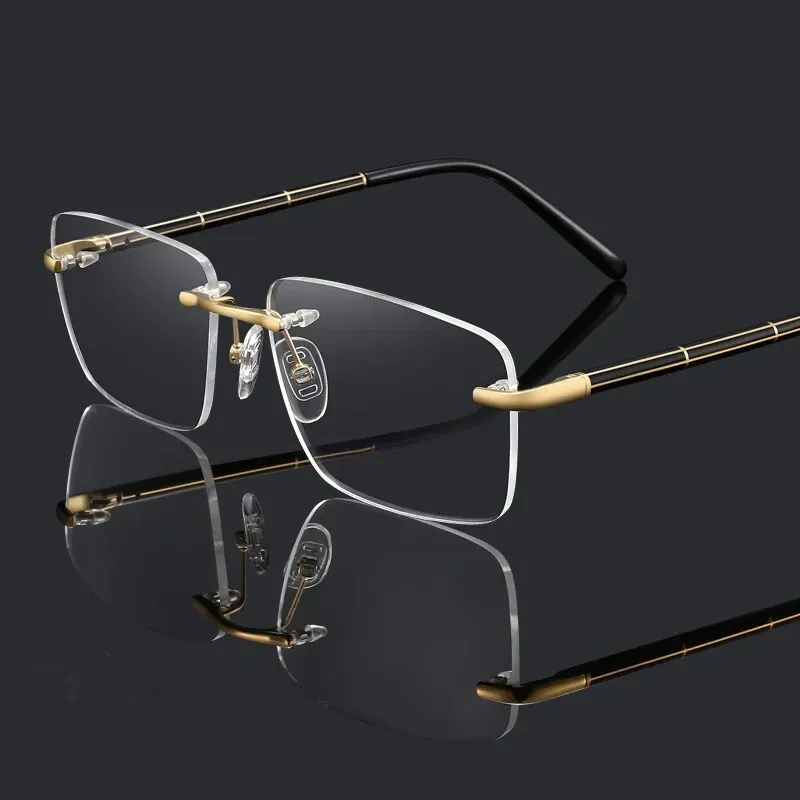 Hdcrafter Men's Rimless Square Titanium Eyeglasses 16068