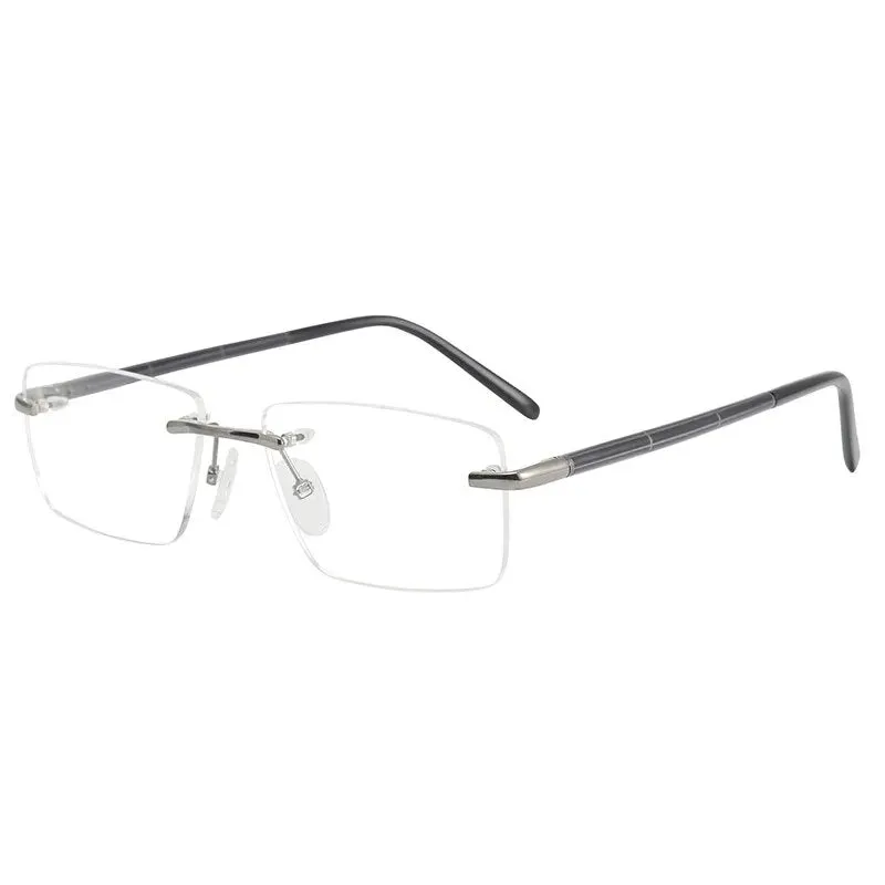 Hdcrafter Men's Rimless Square Titanium Eyeglasses 16068