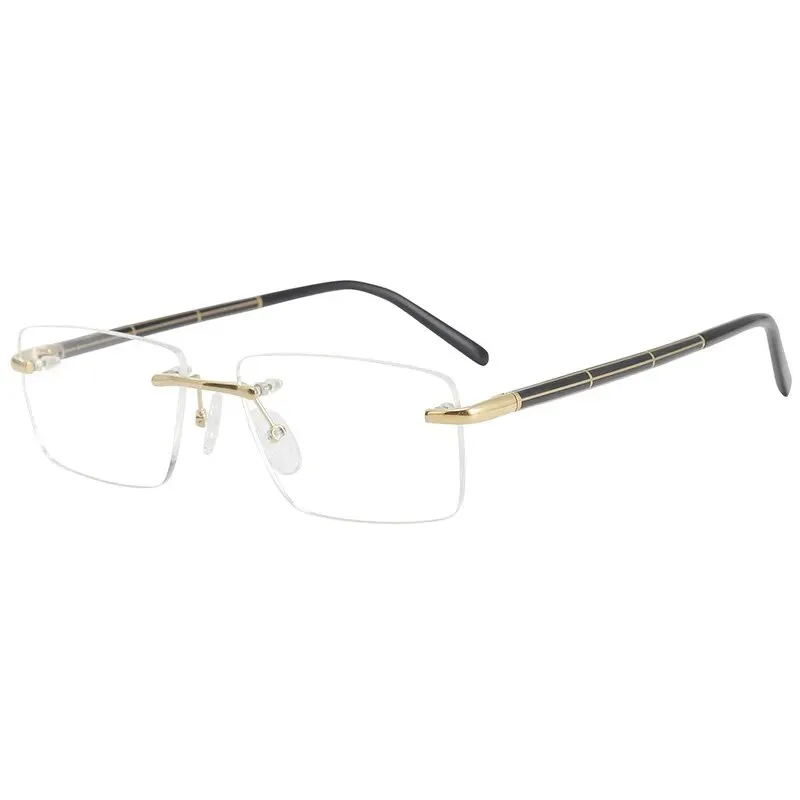 Hdcrafter Men's Rimless Square Titanium Eyeglasses 16068