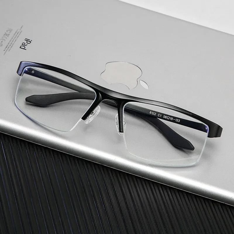 Hdcrafter Men's Semi Rim Rectangle Tr 90 Alloy Eyeglasses Kl6122