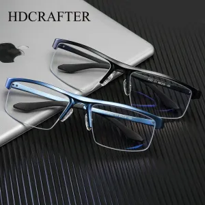 Hdcrafter Men's Semi Rim Rectangle Tr 90 Alloy Eyeglasses Kl6122