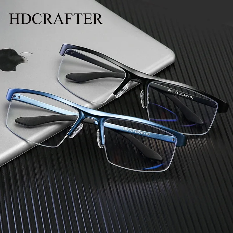 Hdcrafter Men's Semi Rim Rectangle Tr 90 Alloy Eyeglasses Kl6122