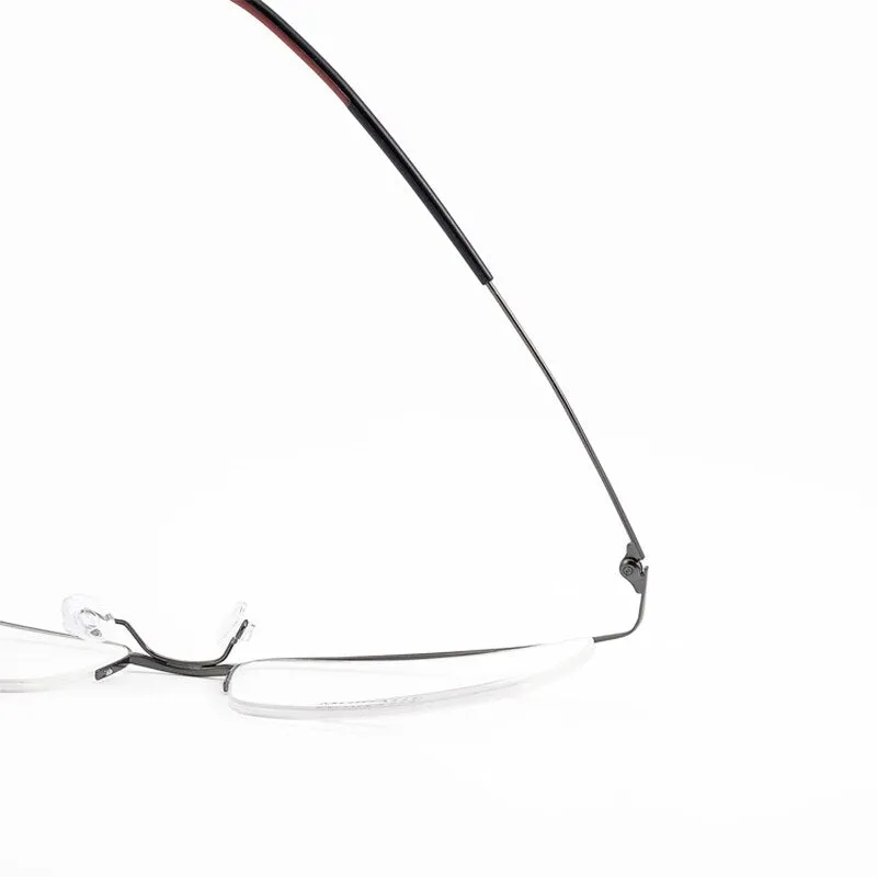 Hdcrafter Men's Semi Rim Square Titanium Eyeglasses 5502