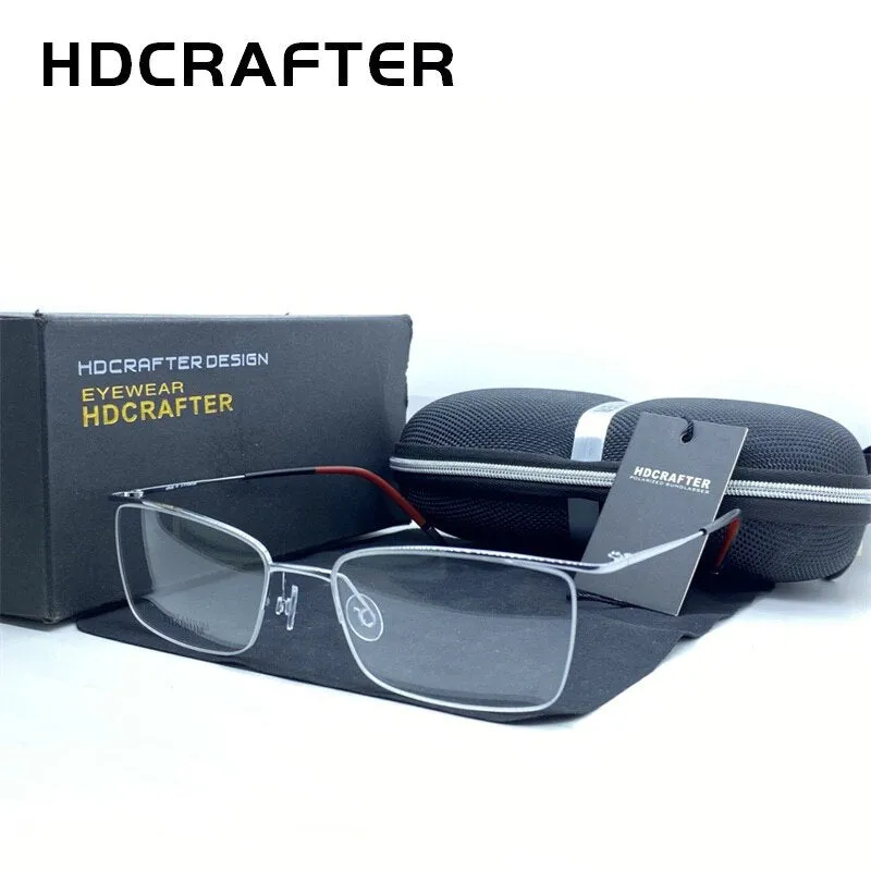 Hdcrafter Men's Semi Rim Square Titanium Eyeglasses 5502