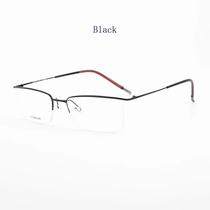 Hdcrafter Men's Semi Rim Square Titanium Eyeglasses 5502