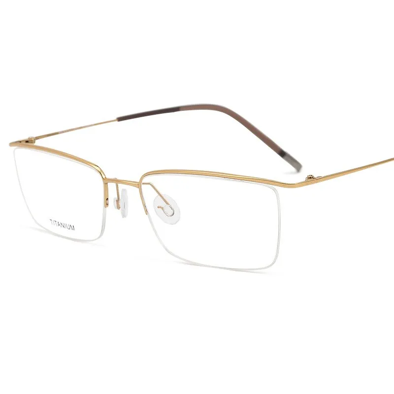 Hdcrafter Men's Semi Rim Square Titanium Eyeglasses 5502