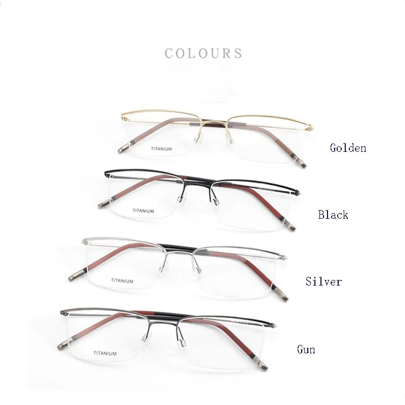 Hdcrafter Men's Semi Rim Square Titanium Eyeglasses 5502