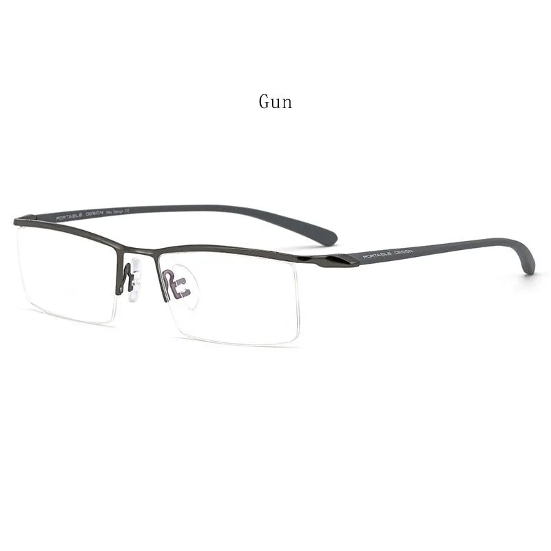 Hdcrafter Men's Semi Rim Square Titanium Eyeglasses P8190