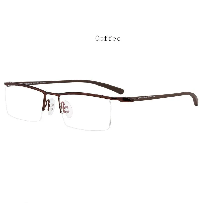 Hdcrafter Men's Semi Rim Square Titanium Eyeglasses P8190
