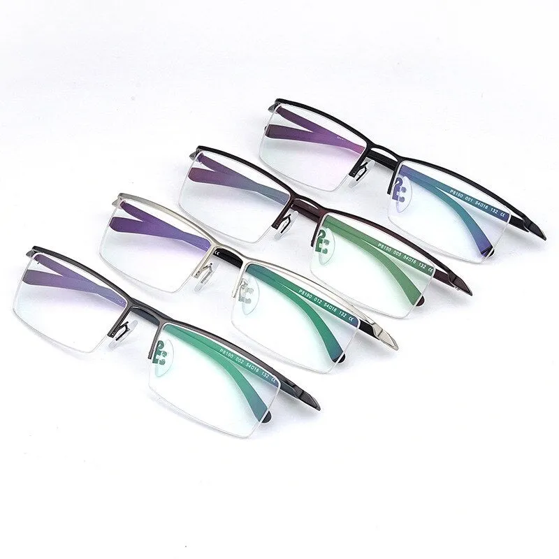 Hdcrafter Men's Semi Rim Square Titanium Eyeglasses P8190