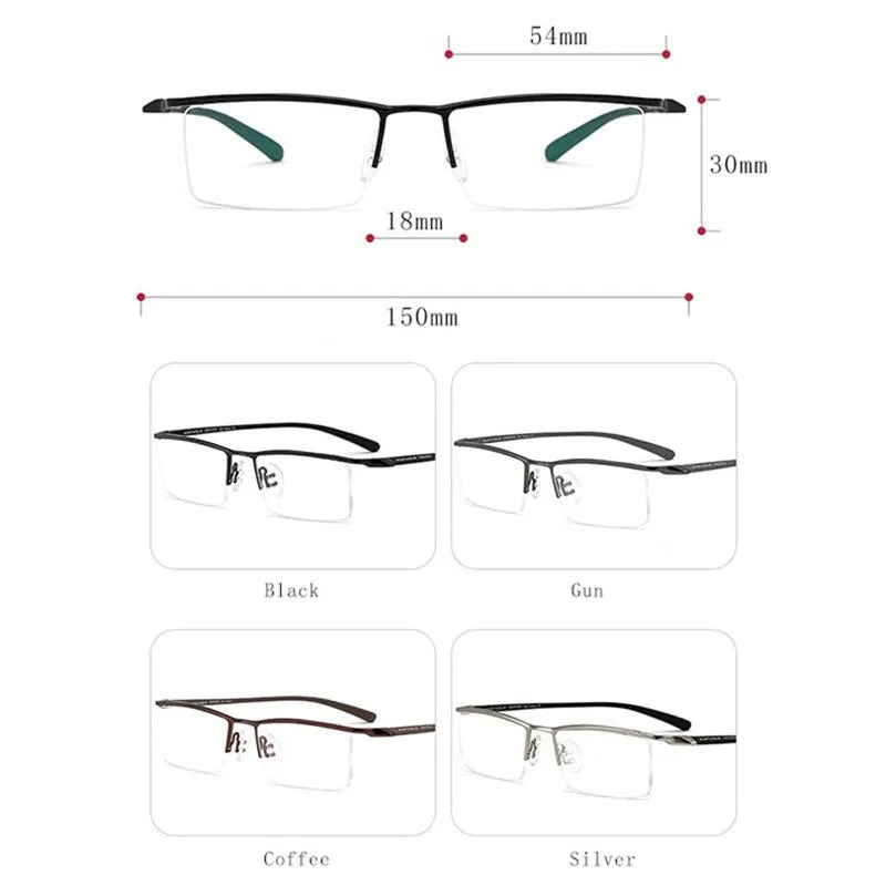 Hdcrafter Men's Semi Rim Square Titanium Eyeglasses P8190