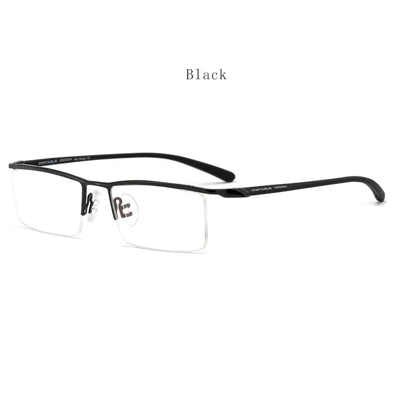 Hdcrafter Men's Semi Rim Square Titanium Eyeglasses P8190