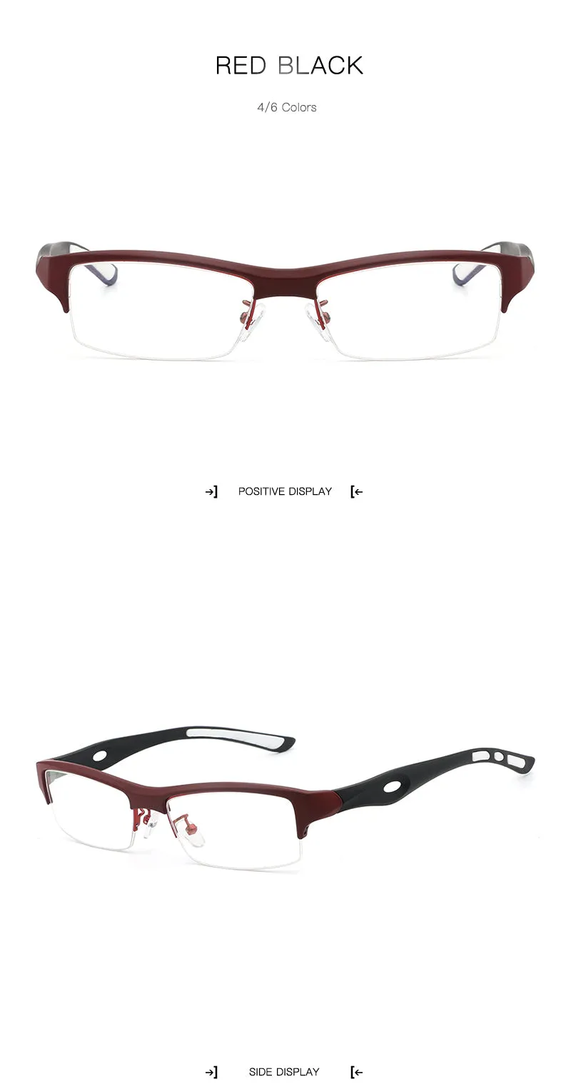 Hdcrafter Men's TR 90 Rectangle Semi Rim Frame Eyeglasses L1077