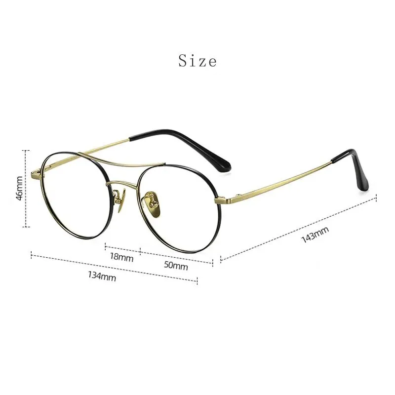 Hdcrafter Unisex Full Rim Round Double Bridge Titanium Eyeglasses 86578