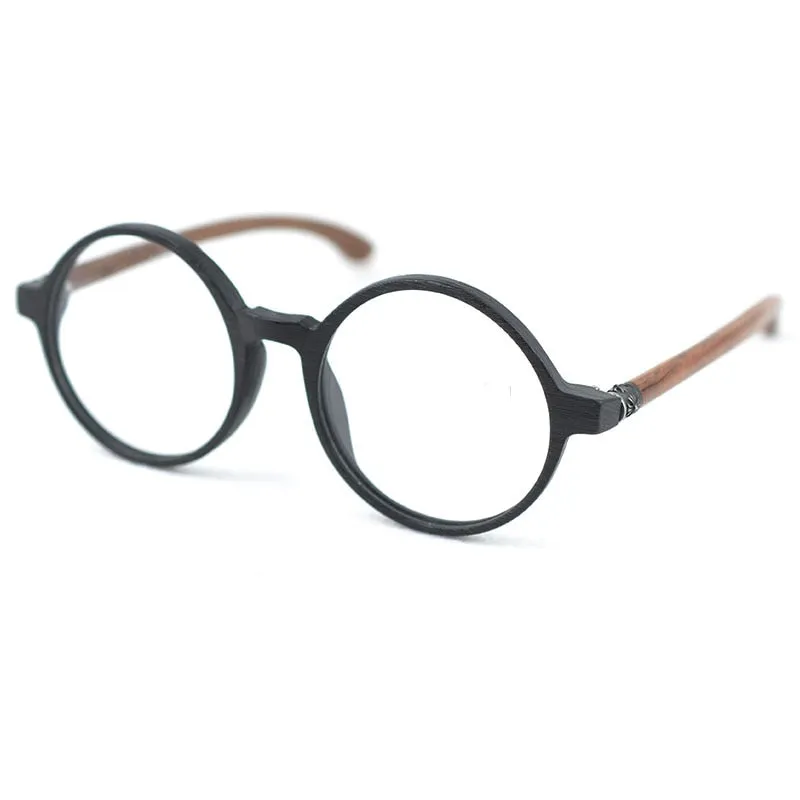 Hdcrafter Unisex Full Rim Round Wood Eyeglasses Ft3590
