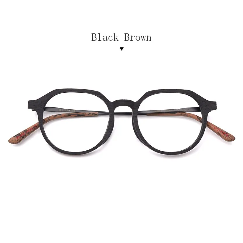 Hdcrafter Unisex Full Rim Round Wood Frame Eyeglasses Ft8861