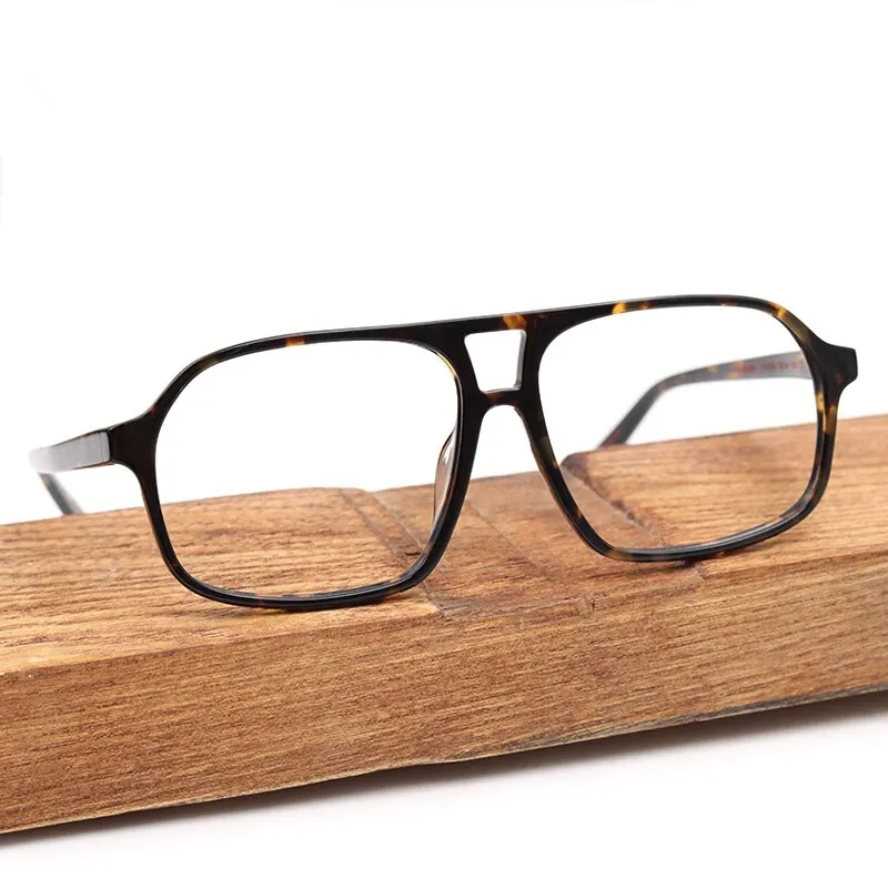 Hdcrafter Unisex Full Rim Square Double Bridge Acetate Tr 90 Eyeglasses Ft8896