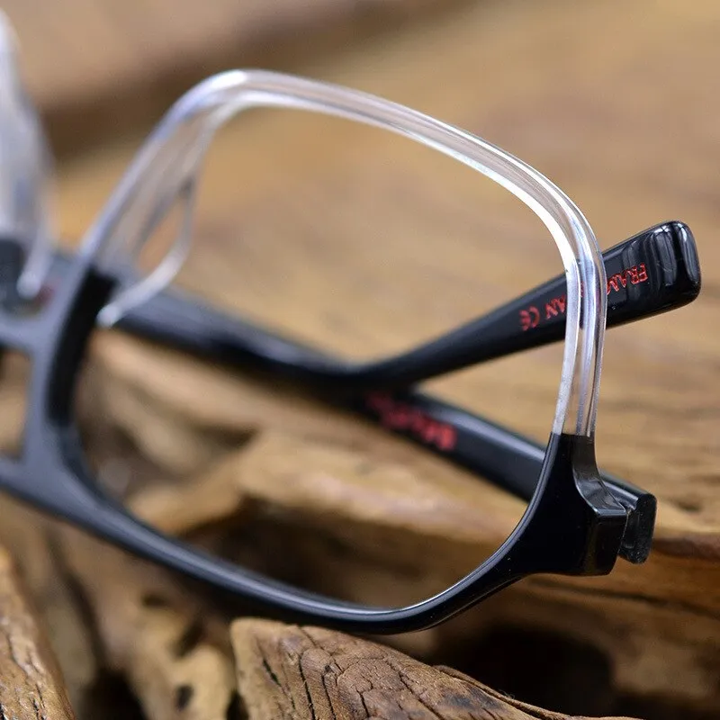 Hdcrafter Unisex Full Rim Square Double Bridge Acetate Tr 90 Eyeglasses Ft8896