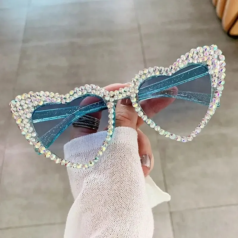 Heart Frame Pearl Diamond Design Glasses