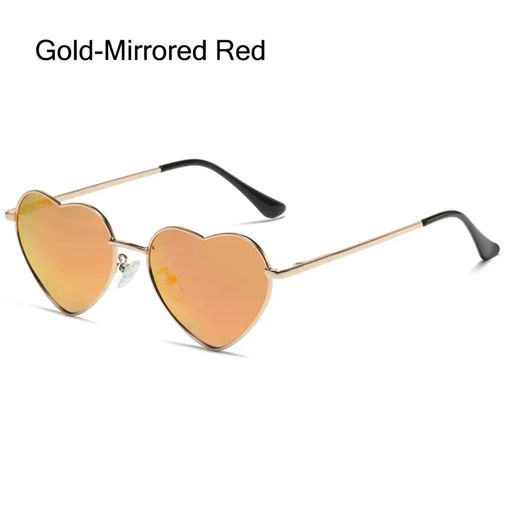 Heart-Shaped Sunglasses for Women Retro Metal Frame Heart Sun Glasses Lovely Shades Vintage 90s Glasses UV400 Protection Eyewear