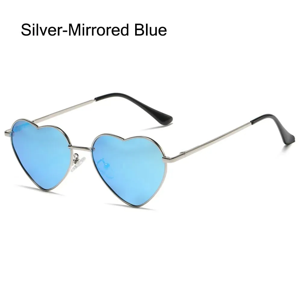 Heart-Shaped Sunglasses for Women Retro Metal Frame Heart Sun Glasses Lovely Shades Vintage 90s Glasses UV400 Protection Eyewear