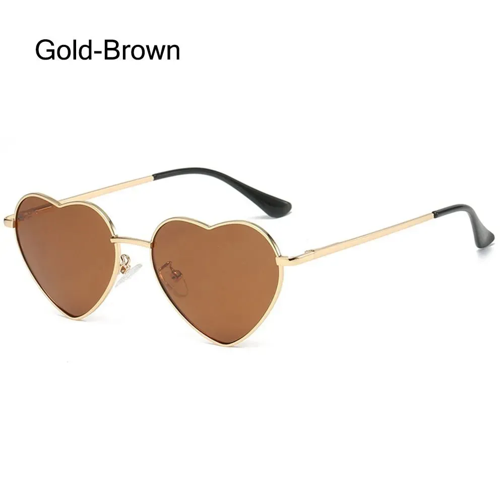 Heart-Shaped Sunglasses for Women Retro Metal Frame Heart Sun Glasses Lovely Shades Vintage 90s Glasses UV400 Protection Eyewear