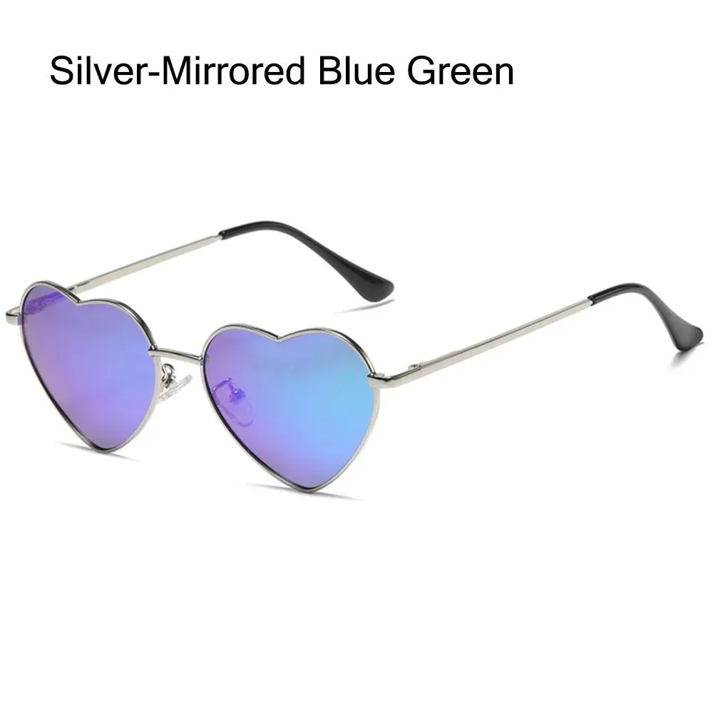 Heart-Shaped Sunglasses for Women Retro Metal Frame Heart Sun Glasses Lovely Shades Vintage 90s Glasses UV400 Protection Eyewear